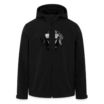 Dachshund Hund Kopf Porträt Dackel - Recycelte Männer Softshell-Jacke von Stanley/Stella - Schwarz - Vorne - AI Model Male 185 light (185cm)