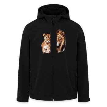 Tier Löwe König für Löwen Liebhaber und Löwen - Recycelte Männer Softshell-Jacke von Stanley/Stella - Schwarz - Vorne - AI Model Male 185 light (185cm)