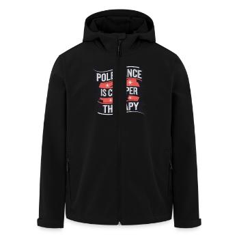 Pole Dance Is Cheaper Than Therapy - Recycelte Männer Softshell-Jacke von Stanley/Stella - Schwarz - Vorne - AI Model Male 185 light (185cm)