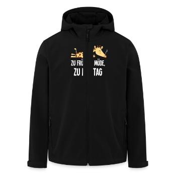 Giraffe morning grouch too early too tired to Monday - Men’s Recycled Softshell Jacket by Stanley/Stella - black - Front - AI Model Male 185 light (185cm)