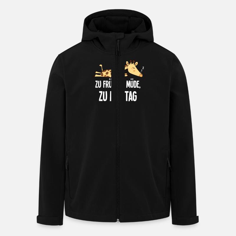 Giraffa mattina brontolone troppo presto troppo stanco per lunedì - Giacca softshell uomo in poliestere riciclato di Stanley/Stella - nero