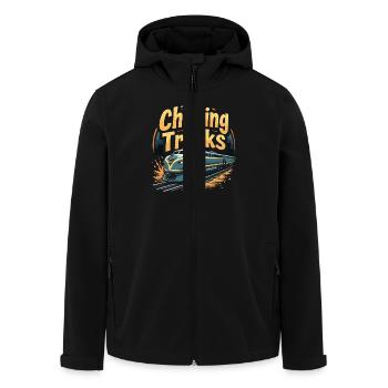 Trajet en train - aventure en locomotive - Veste softshell homme en polyester recyclé Stanley/Stella - noir - Devant - AI Model Male 185 light (185cm)