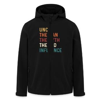 Uncle The Man The Myth The Bad Influence - Men’s Recycled Softshell Jacket by Stanley/Stella - black - Front - AI Model Male 185 light (185cm)