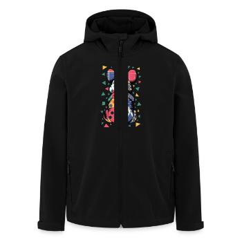 Colorful Geometric Animal Pattern Patchwork Look - Men’s Recycled Softshell Jacket by Stanley/Stella - black - Front - AI Model Male 185 light (185cm)