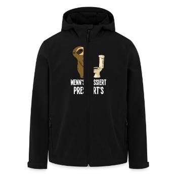 Funny Sloth Toilets Humor When It's Pressing - Men’s Recycled Softshell Jacket by Stanley/Stella - black - Front - AI Model Male 185 light (185cm)