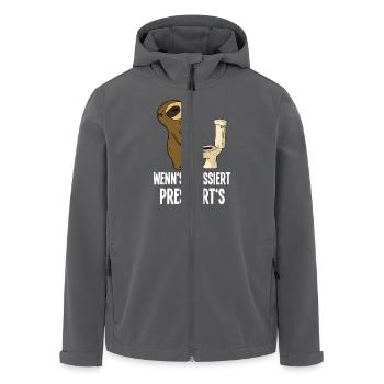 Funny Sloth Toilets Humor When It's Pressing - Men’s Recycled Softshell Jacket by Stanley/Stella - anthracite - Front - AI Model Male 185 light (185cm)