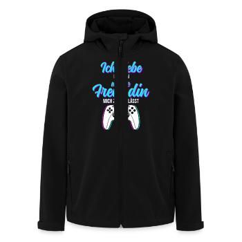 Gaming Valentine - Men’s Recycled Softshell Jacket by Stanley/Stella - black - Front - AI Model Male 185 light (185cm)