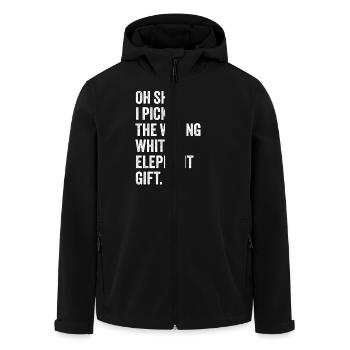 wrong white elephant gift haha like - Men’s Recycled Softshell Jacket by Stanley/Stella - black - Front - AI Model Male 185 light (185cm)