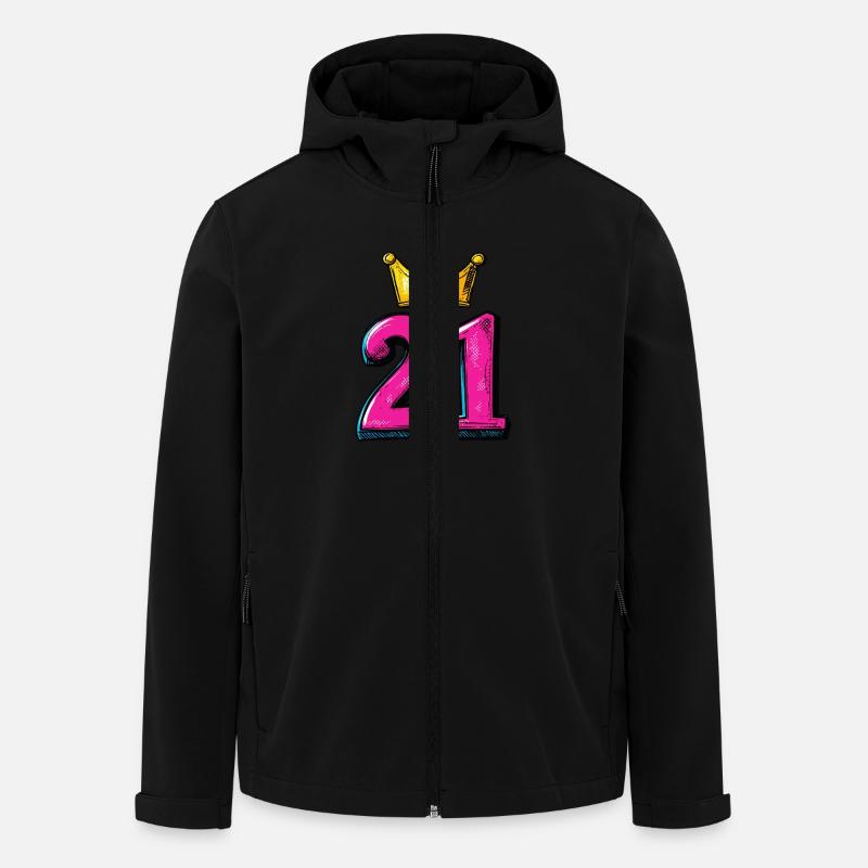 21 Zahl Trikot Krone - Recycelte Männer Softshell-Jacke von Stanley/Stella - Schwarz