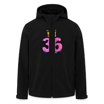 36 Number Jersey Crown - Men’s Recycled Softshell Jacket by Stanley/Stella - black - Front - AI Model Male 185 light (185cm)