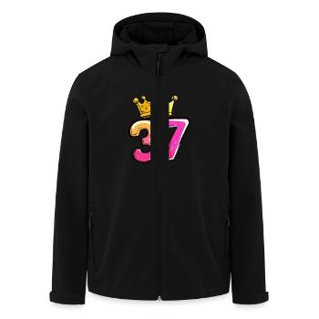 37 Number Jersey Crown - Men’s Recycled Softshell Jacket by Stanley/Stella - black - Front - AI Model Male 185 light (185cm)