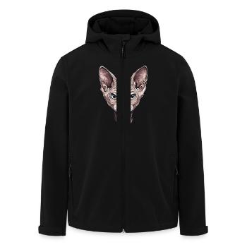 Fascinating Sphinx Cat Portrait Artwork - Men’s Recycled Softshell Jacket by Stanley/Stella - black - Front - AI Model Male 185 light (185cm)