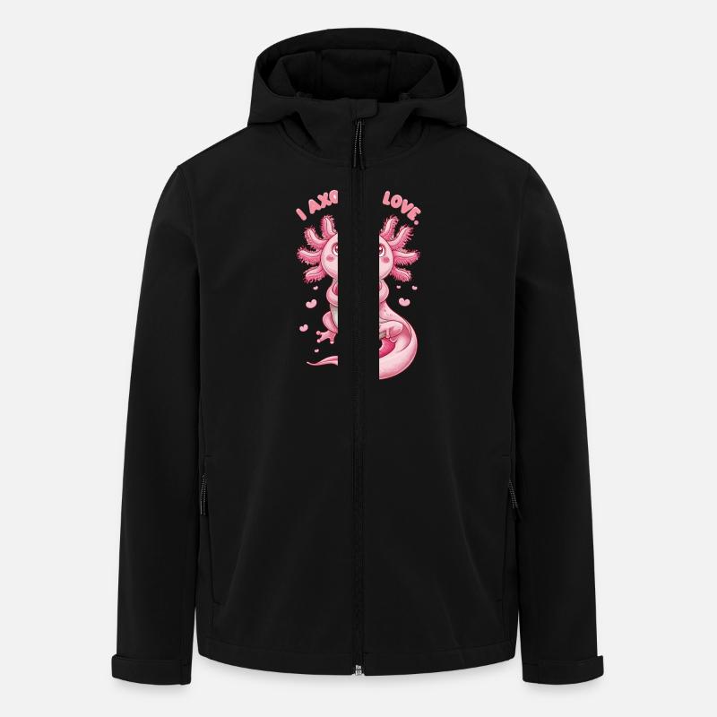 Axolotl Amour Coeur Câlin Mignon - Veste softshell homme en polyester recyclé Stanley/Stella - noir