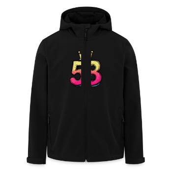 58 Zahl Trikot Krone - Recycelte Männer Softshell-Jacke von Stanley/Stella - Schwarz - Vorne - AI Model Male 185 light (185cm)