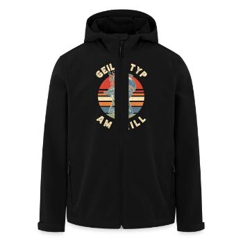 Guy At The Grill Cadeau de grillades BBQ rétro - Veste softshell homme en polyester recyclé Stanley/Stella - noir - Devant - AI Model Male 185 light (185cm)