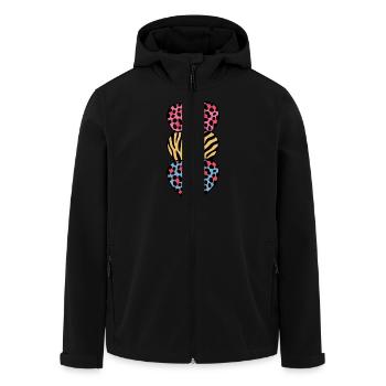 Bunte Tiermuster Herzen Design für Tierliebhaber - Recycelte Männer Softshell-Jacke von Stanley/Stella - Schwarz - Vorne - AI Model Male 185 light (185cm)
