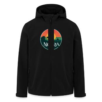 Panorama du coucher de soleil au Nigeria avec des palmiers et - Veste softshell homme en polyester recyclé Stanley/Stella - noir - Devant - AI Model Male 185 light (185cm)