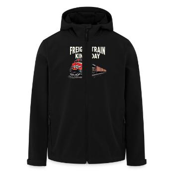 Trajet en train - aventure en locomotive - Veste softshell homme en polyester recyclé Stanley/Stella - noir - Devant - AI Model Male 185 light (185cm)