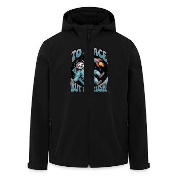 Cozy space trip with sloth astronaut - Men’s Recycled Softshell Jacket by Stanley/Stella - black - Front - AI Model Male 185 light (185cm)