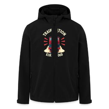 Trajet en train - aventure en locomotive - Veste softshell homme en polyester recyclé Stanley/Stella - noir - Devant - AI Model Male 185 light (185cm)