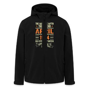 April 1984, APRIL 1984 - Men’s Recycled Softshell Jacket by Stanley/Stella - black - Front - AI Model Male 185 light (185cm)