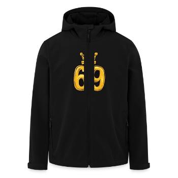 69 Zahl Trikot Krone - Recycelte Männer Softshell-Jacke von Stanley/Stella - Schwarz - Vorne - AI Model Male 185 light (185cm)