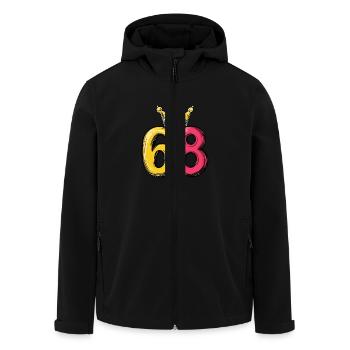 68 Zahl Trikot Krone - Recycelte Männer Softshell-Jacke von Stanley/Stella - Schwarz - Vorne - AI Model Male 185 light (185cm)
