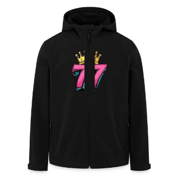 77 Zahl Trikot Krone - Recycelte Männer Softshell-Jacke von Stanley/Stella - Schwarz - Vorne - AI Model Male 185 light (185cm)