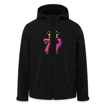 79 Zahl Trikot Krone - Recycelte Männer Softshell-Jacke von Stanley/Stella - Schwarz - Vorne - AI Model Male 185 light (185cm)