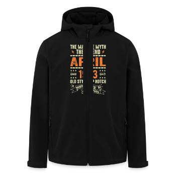 APRIL 1973, APRIL 1973 - Men’s Recycled Softshell Jacket by Stanley/Stella - black - Front - AI Model Male 185 light (185cm)
