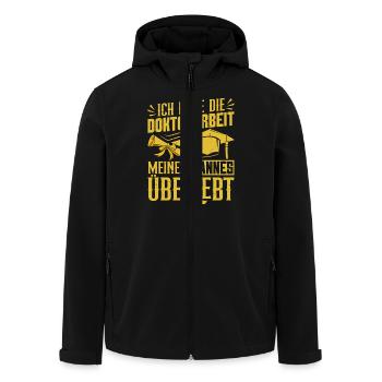 Ehefrau HAB DOKTORARBEIT MEINES MANNES ÜBERLEBT - Recycelte Männer Softshell-Jacke von Stanley/Stella - Schwarz - Vorne - AI Model Male 185 light (185cm)