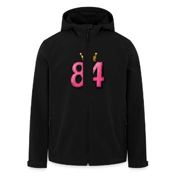 84 Zahl Trikot Krone - Recycelte Männer Softshell-Jacke von Stanley/Stella - Schwarz - Vorne - AI Model Male 185 light (185cm)
