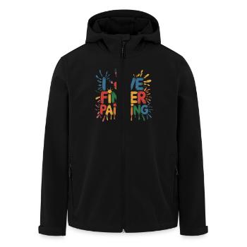 Ich Liebe Finger Painting Kreativ Bunter Spaß - Recycelte Männer Softshell-Jacke von Stanley/Stella - Schwarz - Vorne - AI Model Male 185 light (185cm)