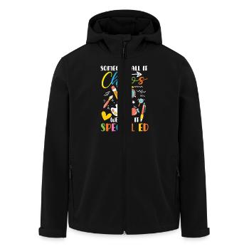 Jemand Nennen Es Chaos, Wir Nennen Es - Recycelte Männer Softshell-Jacke von Stanley/Stella - Schwarz - Vorne - AI Model Male 185 light (185cm)