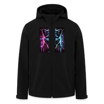 Cyberpunk Panther – Neon Stil - Recycelte Männer Softshell-Jacke von Stanley/Stella - Schwarz - Vorne - AI Model Male 185 light (185cm)