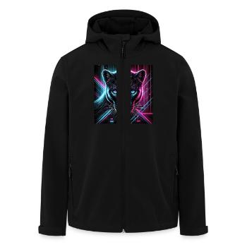 Cyberpunk Panther – Neon Stil - Recycelte Männer Softshell-Jacke von Stanley/Stella - Schwarz - Vorne - AI Model Male 185 light (185cm)