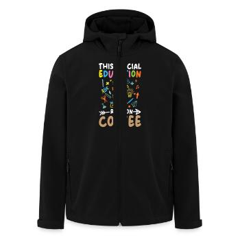 Diese Sonderpädagogik Läuft Mit Kaffee - Recycelte Männer Softshell-Jacke von Stanley/Stella - Schwarz - Vorne - AI Model Male 185 light (185cm)