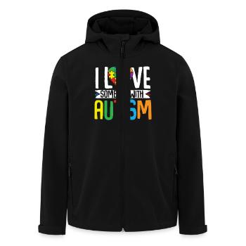 Autism Puzzle - Love a Person with Autism - Men’s Recycled Softshell Jacket by Stanley/Stella - black - Front - AI Model Male 185 light (185cm)