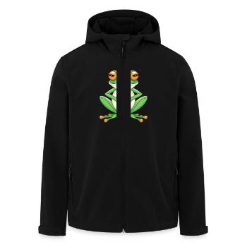 Meditierender Frosch Mit Großen Augen - Recycelte Männer Softshell-Jacke von Stanley/Stella - Schwarz - Vorne - AI Model Male 185 light (185cm)