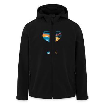 Tropical sunset on the beach with - Men’s Recycled Softshell Jacket by Stanley/Stella - black - Front - AI Model Male 185 light (185cm)