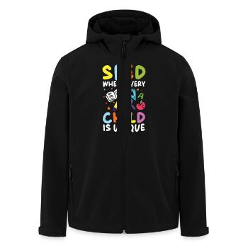 Special education where every child is unique - Men’s Recycled Softshell Jacket by Stanley/Stella - black - Front - AI Model Male 185 light (185cm)