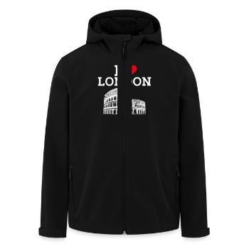 Ich liebe London Kolosseum Herz Flagge England Liebhaber - Recycelte Männer Softshell-Jacke von Stanley/Stella - Schwarz - Vorne - AI Model Male 185 light (185cm)