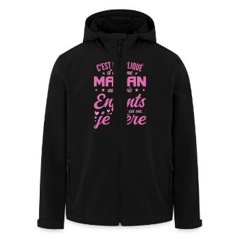 Fête des Mères - Maman avec trois Enfants - Veste softshell homme en polyester recyclé Stanley/Stella - noir - Devant - AI Model Male 185 light (185cm)