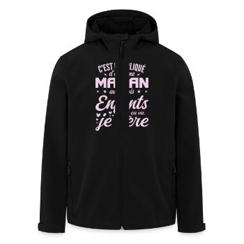 Fête des Mères - Maman avec trois Enfants - Veste softshell homme en polyester recyclé Stanley/Stella - noir - Devant - AI Model Male 185 light (185cm)
