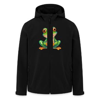 Grenouille joyeuse avec de grands yeux dans le style de dessin animé - Veste softshell homme en polyester recyclé Stanley/Stella - noir - Devant - AI Model Male 185 light (185cm)