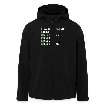 Hospital Checklist Funny Recovery Humor - Men’s Recycled Softshell Jacket by Stanley/Stella - black - Front - AI Model Male 185 light (185cm)