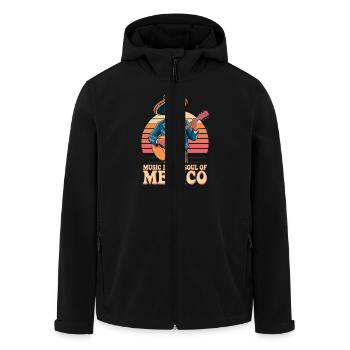 Music Is The Soul Of Mexico Vintage Guitar - Men’s Recycled Softshell Jacket by Stanley/Stella - black - Front - AI Model Male 185 light (185cm)