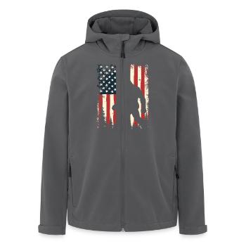 Bigfoot Patriot Sasquatch USA Flagge Amerika - Recycelte Männer Softshell-Jacke von Stanley/Stella - Anthrazit - Vorne - AI Model Male 185 light (185cm)