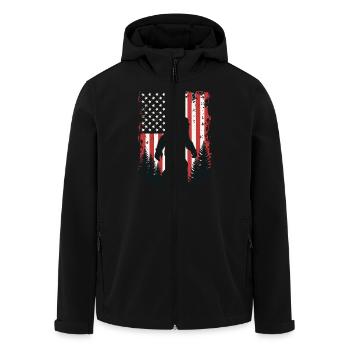 Bigfoot Patriot Sasquatch USA Flag America - Men’s Recycled Softshell Jacket by Stanley/Stella - black - Front - AI Model Male 185 light (185cm)