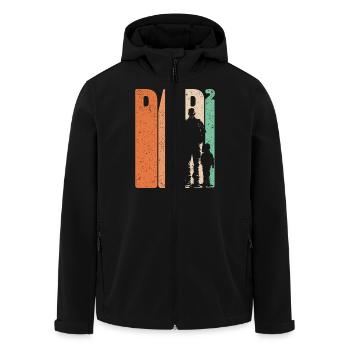 Dad Hoch 2 Vater Sohn Tochter Retro Geschenk - Recycelte Männer Softshell-Jacke von Stanley/Stella - Schwarz - Vorne - AI Model Male 185 light (185cm)